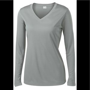 Plus Heather Gray Long Sleeve V-Neck Tee Shirt Top